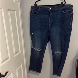 Old Navy Dark Blue Distressed Cropped Jeans